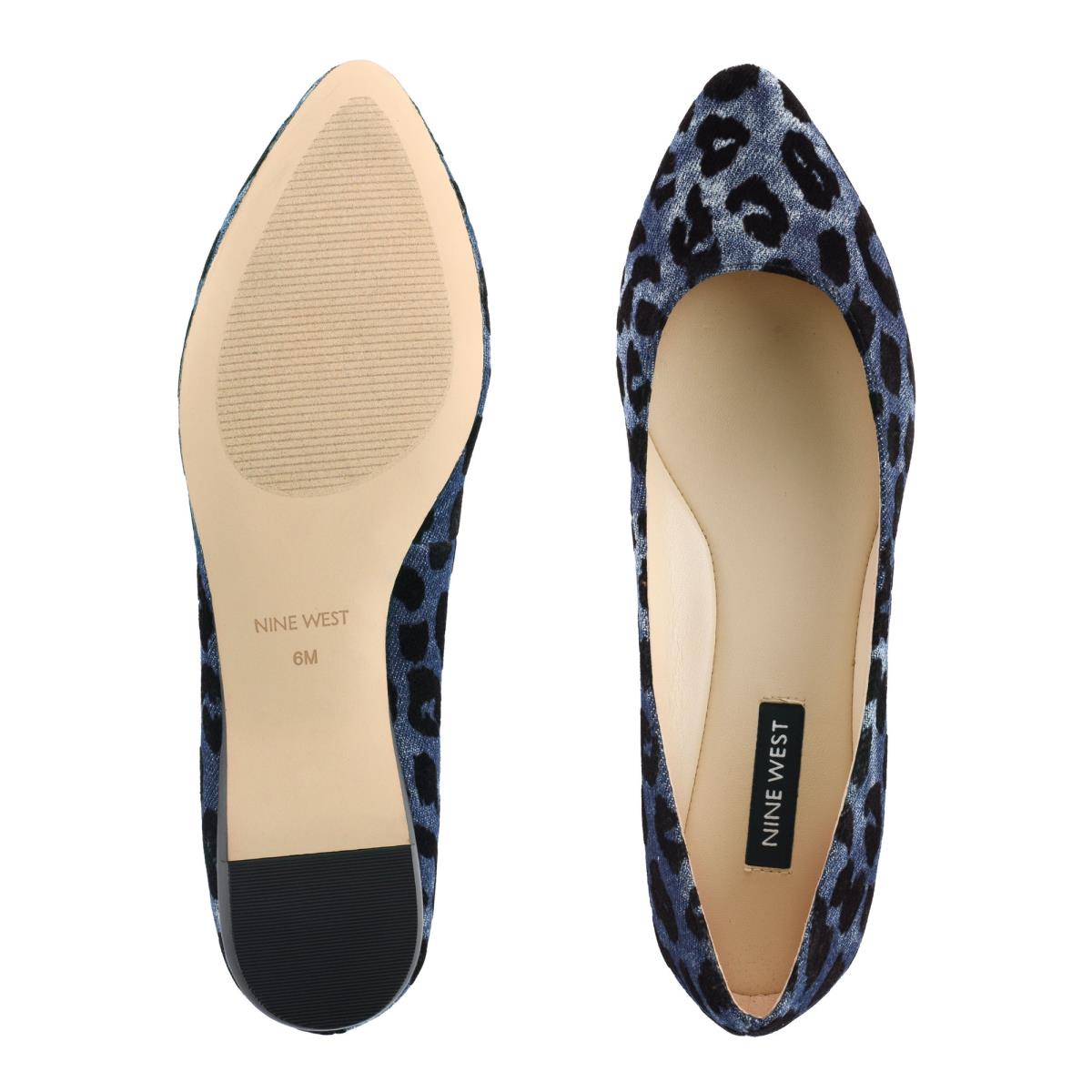 Nine West Speakup Almond Toe Ballet Flats Blue Leopard | IXVJ19326