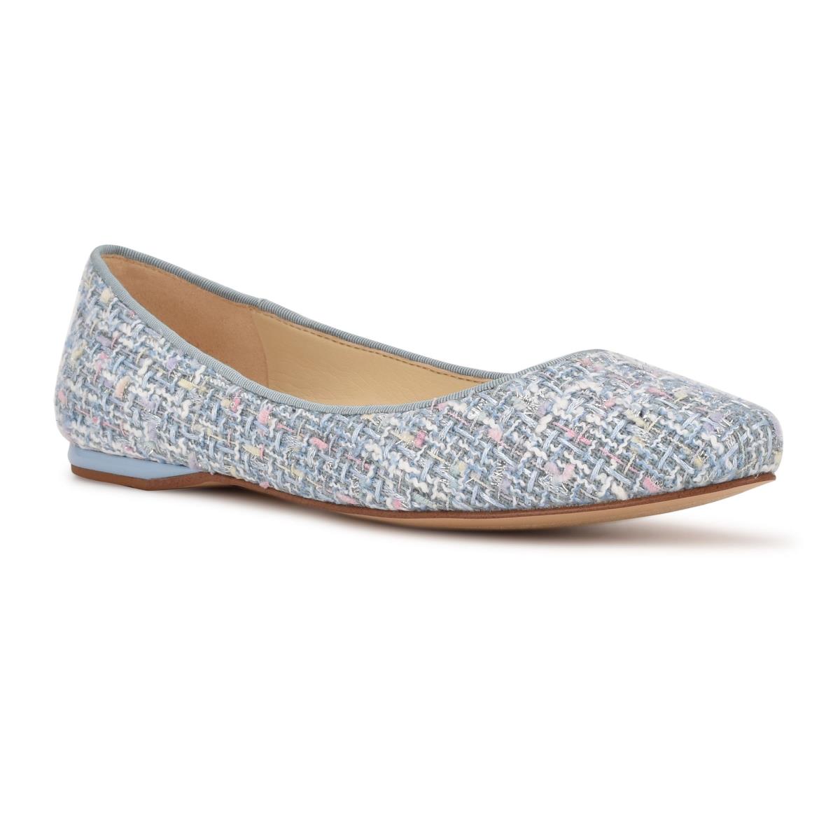 Nine West Speakup Almond Toe Ballet Flats Light Blue | NCEF70538