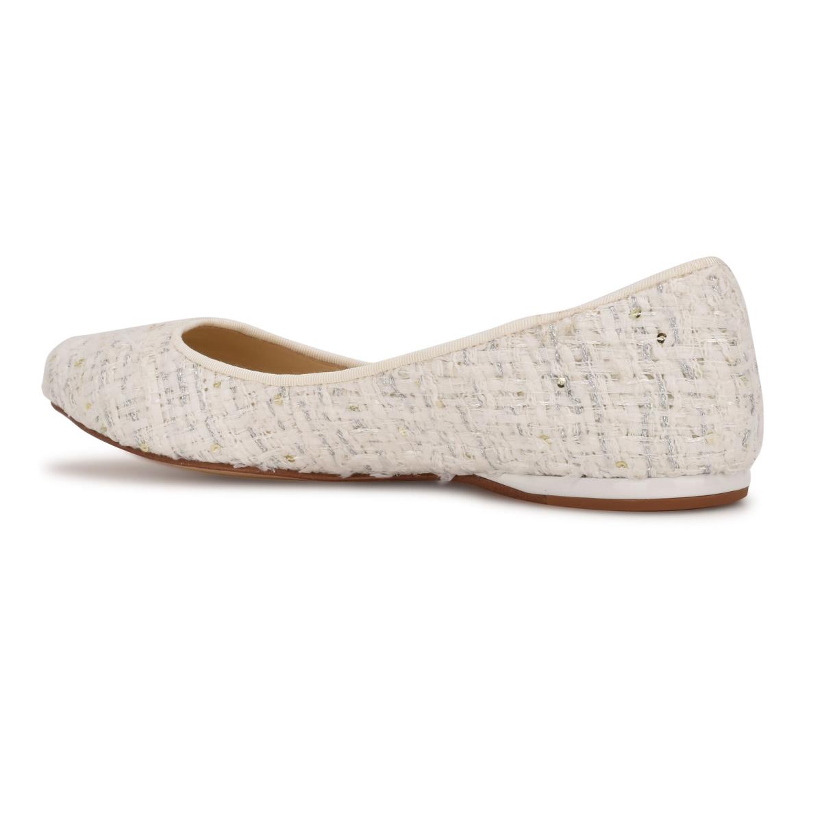 Nine West Speakup Almond Toe Ballet Flats White | OEQS27640