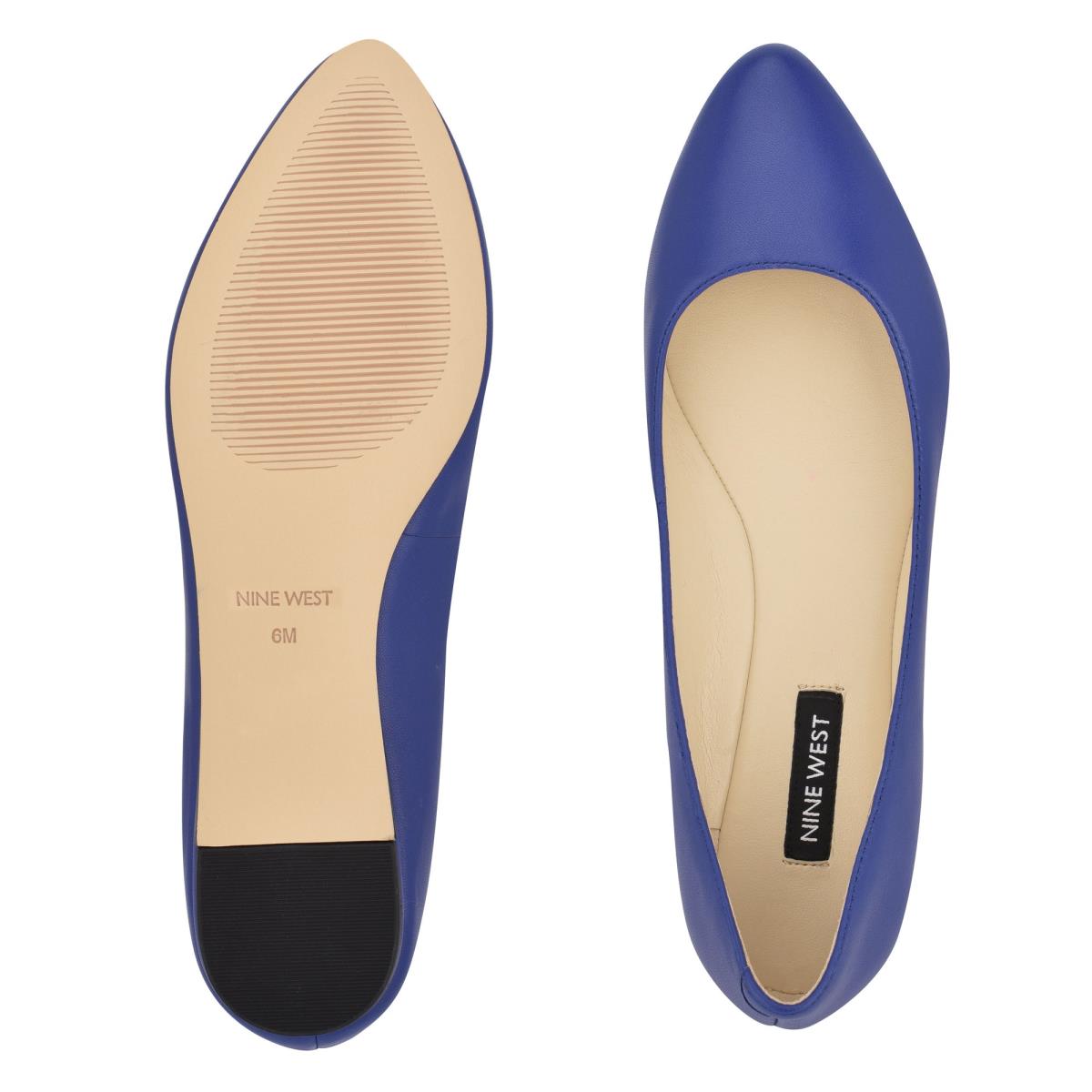 Nine West Speakup Almond Toe Ballet Flats Navy | VBDO65217