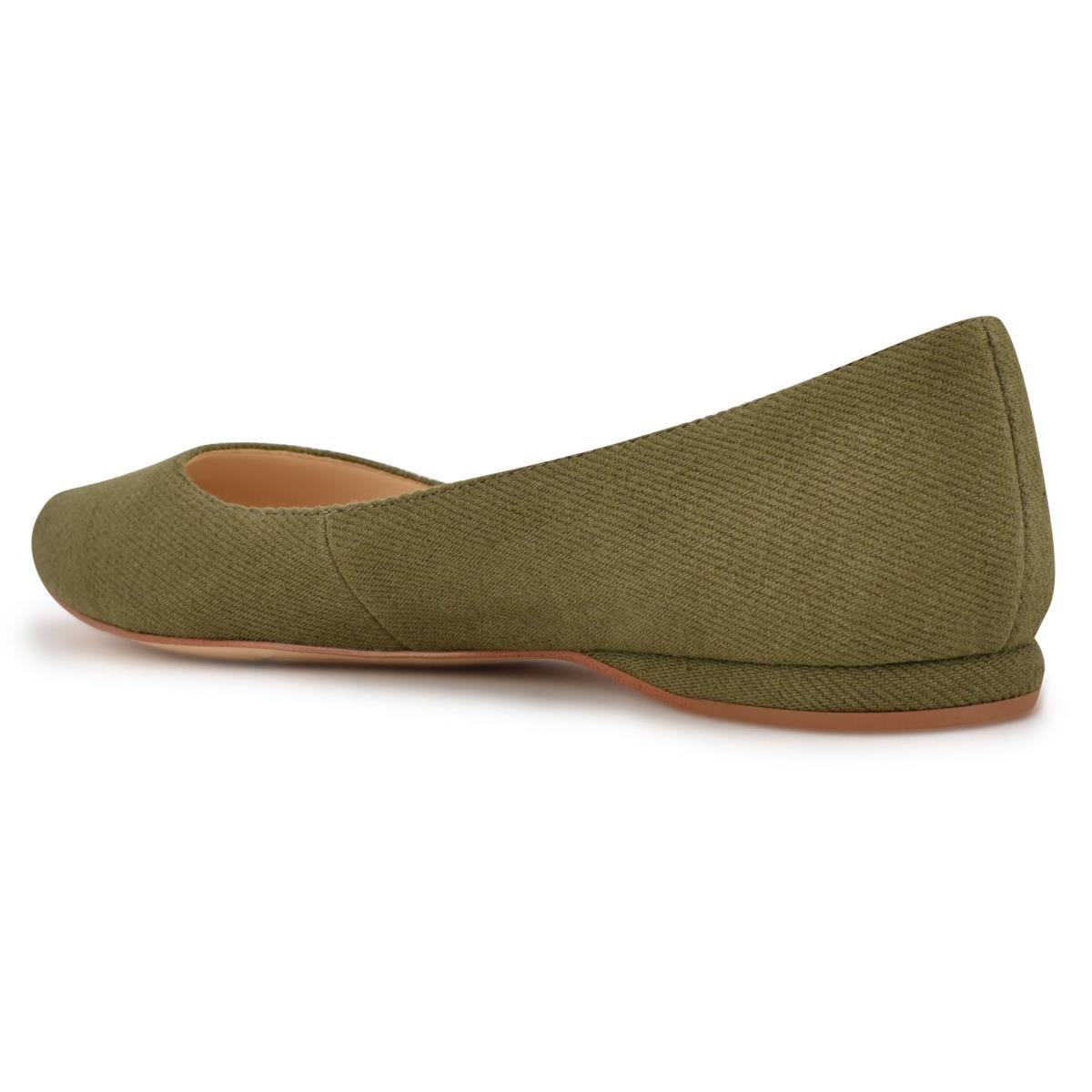 Nine West Speakup Almond Toe Ballet Flats Olive | VTNH87106