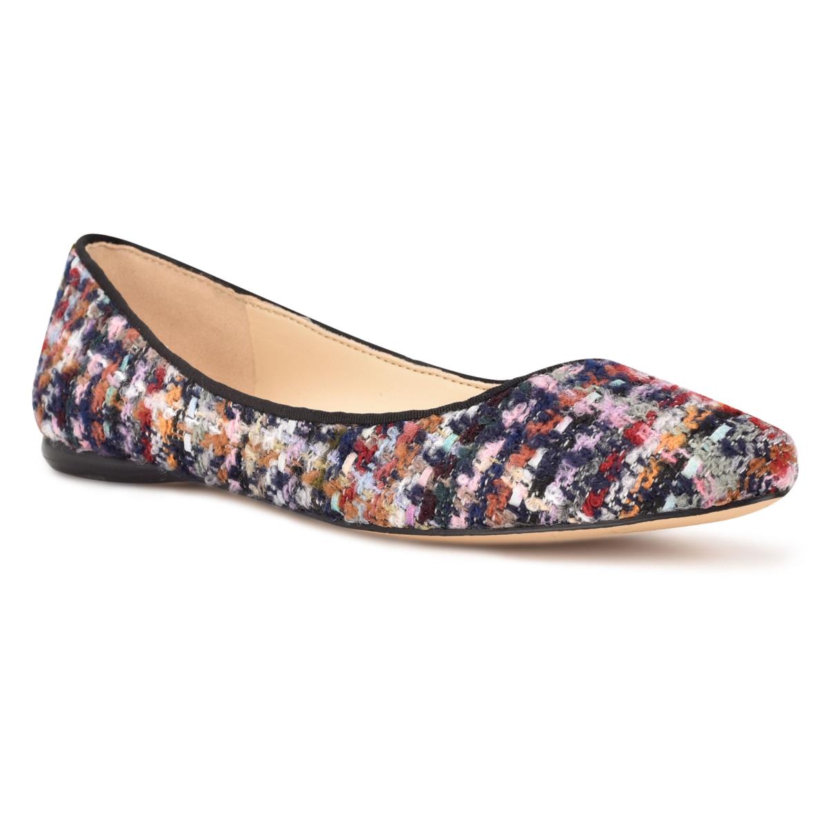 Nine West Speakup Almond Toe Ballet Flats Blue / Multicolor | VUKH28567