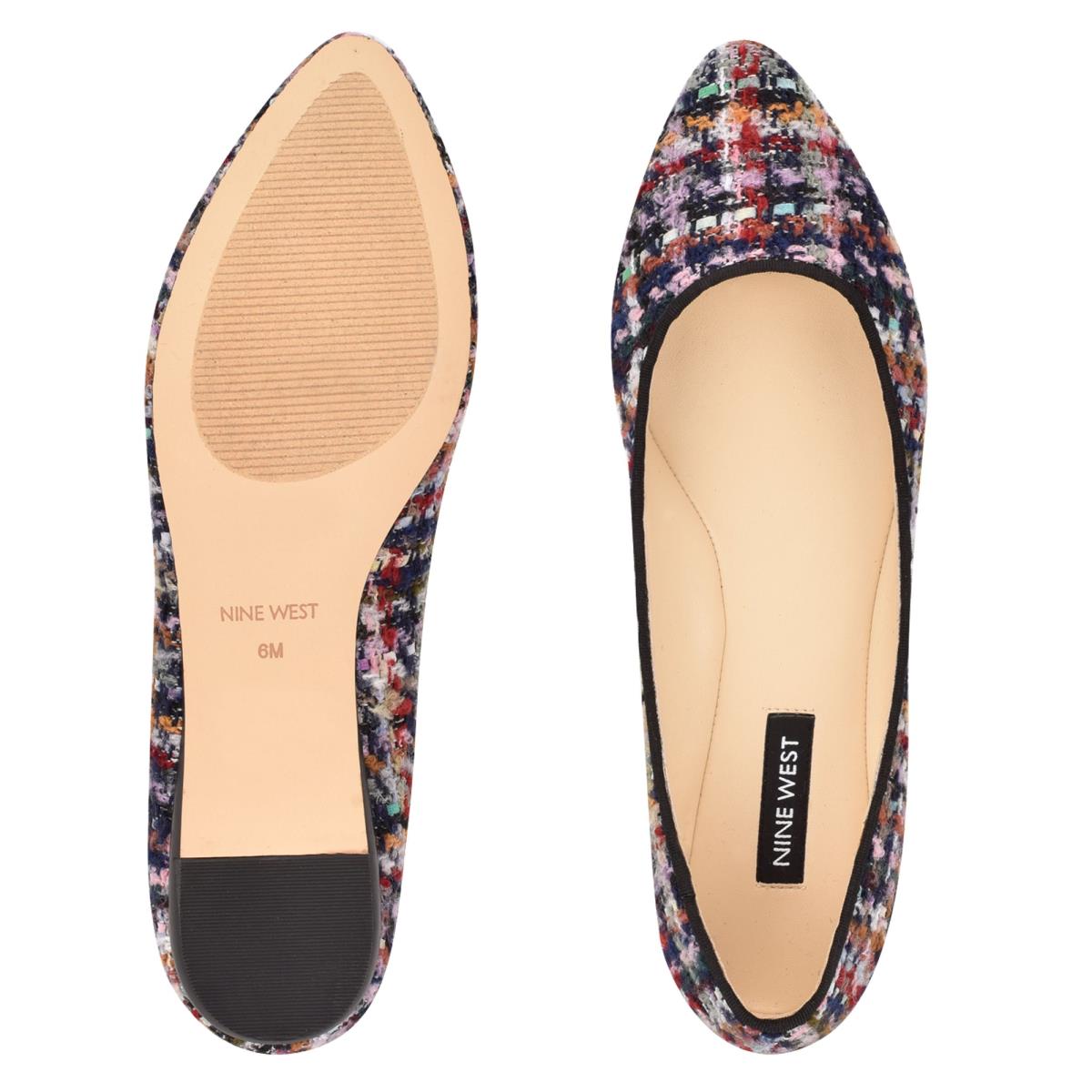 Nine West Speakup Almond Toe Ballet Flats Blue / Multicolor | VUKH28567