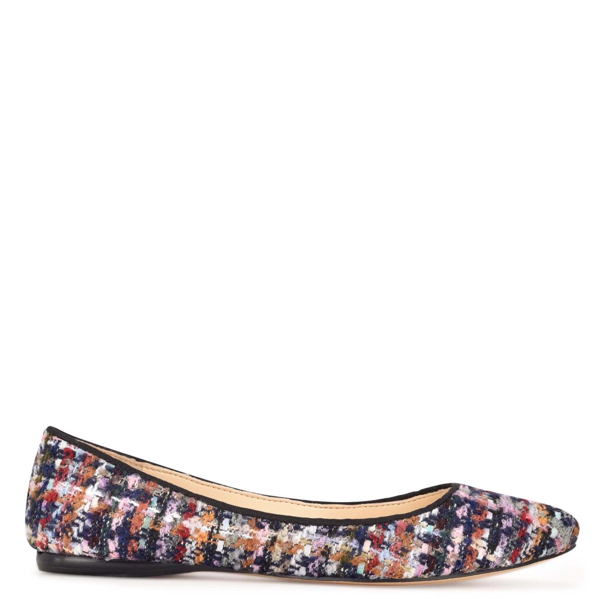 Nine West Speakup Almond Toe Ballet Flats Blue / Multicolor | VUKH28567