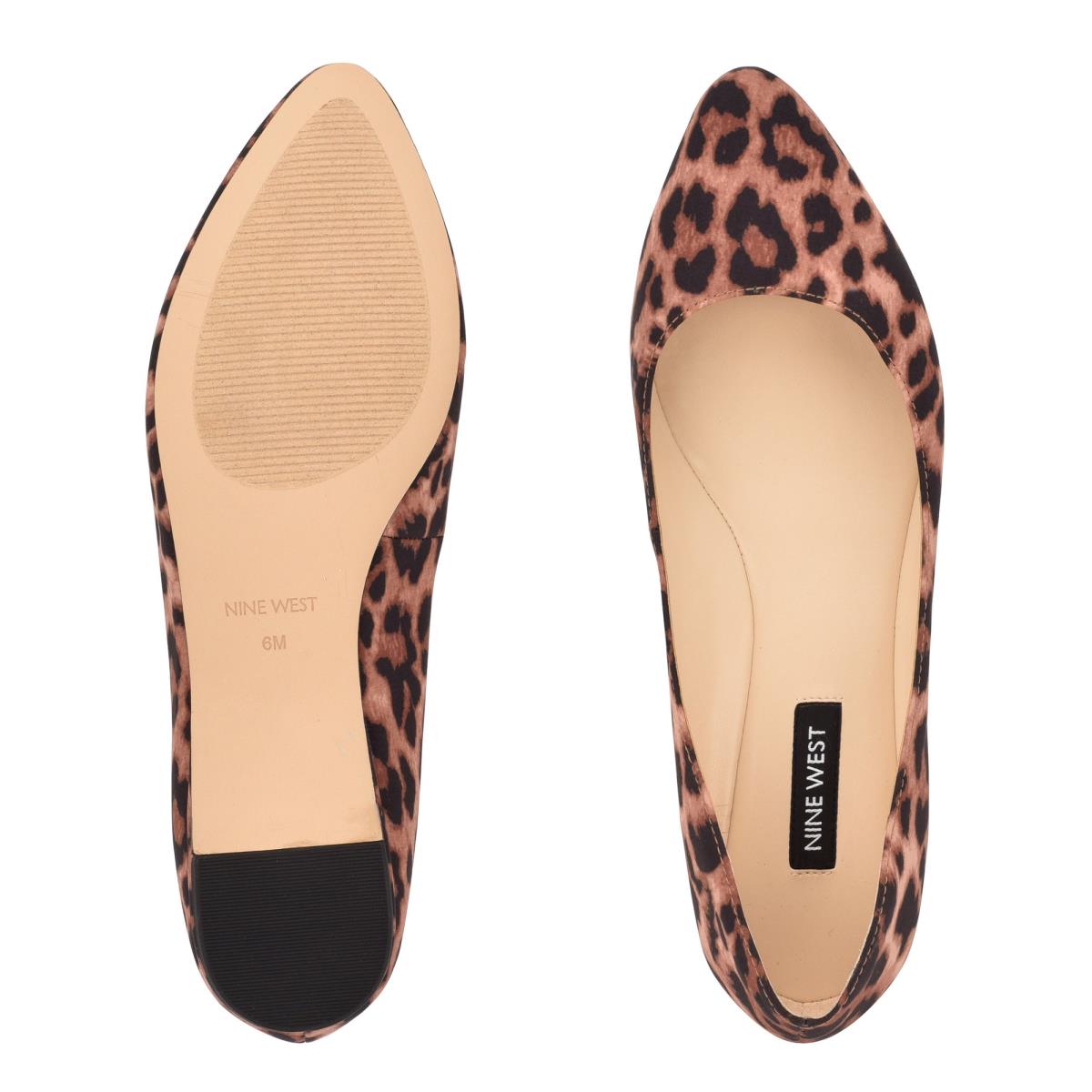 Nine West Speakup Almond Toe Ballet Flats Leopard | YNJW91765