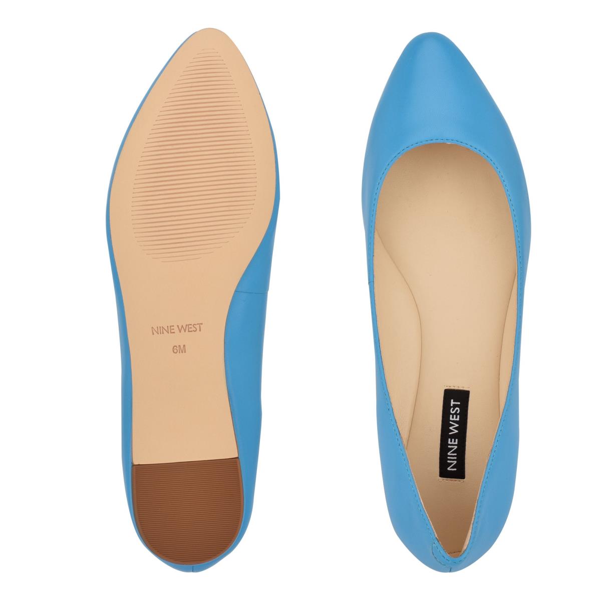 Nine West Speakup Almond Toe Ballet Flats Blue | YWJP23874