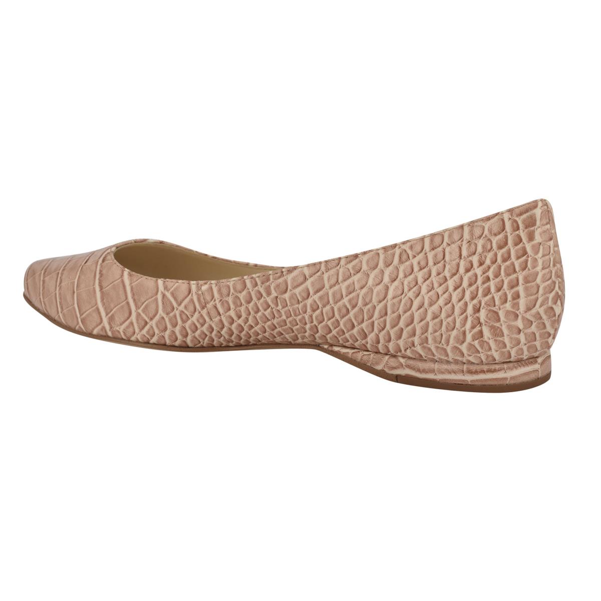 Nine West Speakup Almond Toe Ballet Flats Pink / Snake | ZCOG59823