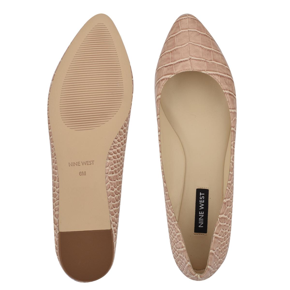 Nine West Speakup Almond Toe Ballet Flats Pink / Snake | ZCOG59823