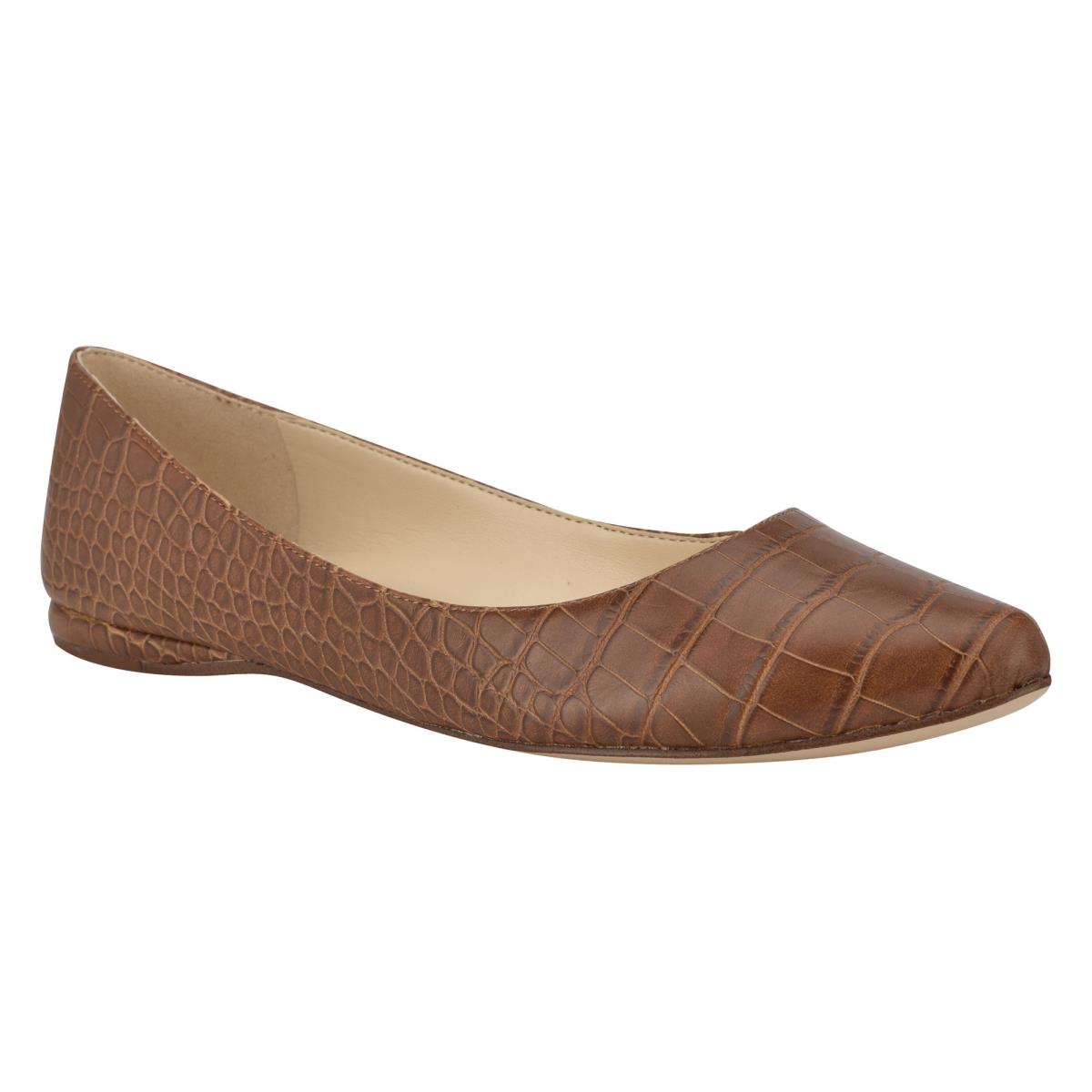 Nine West Speakup Almond Toe Ballet Flats Brown / Snake | ZYWT71238