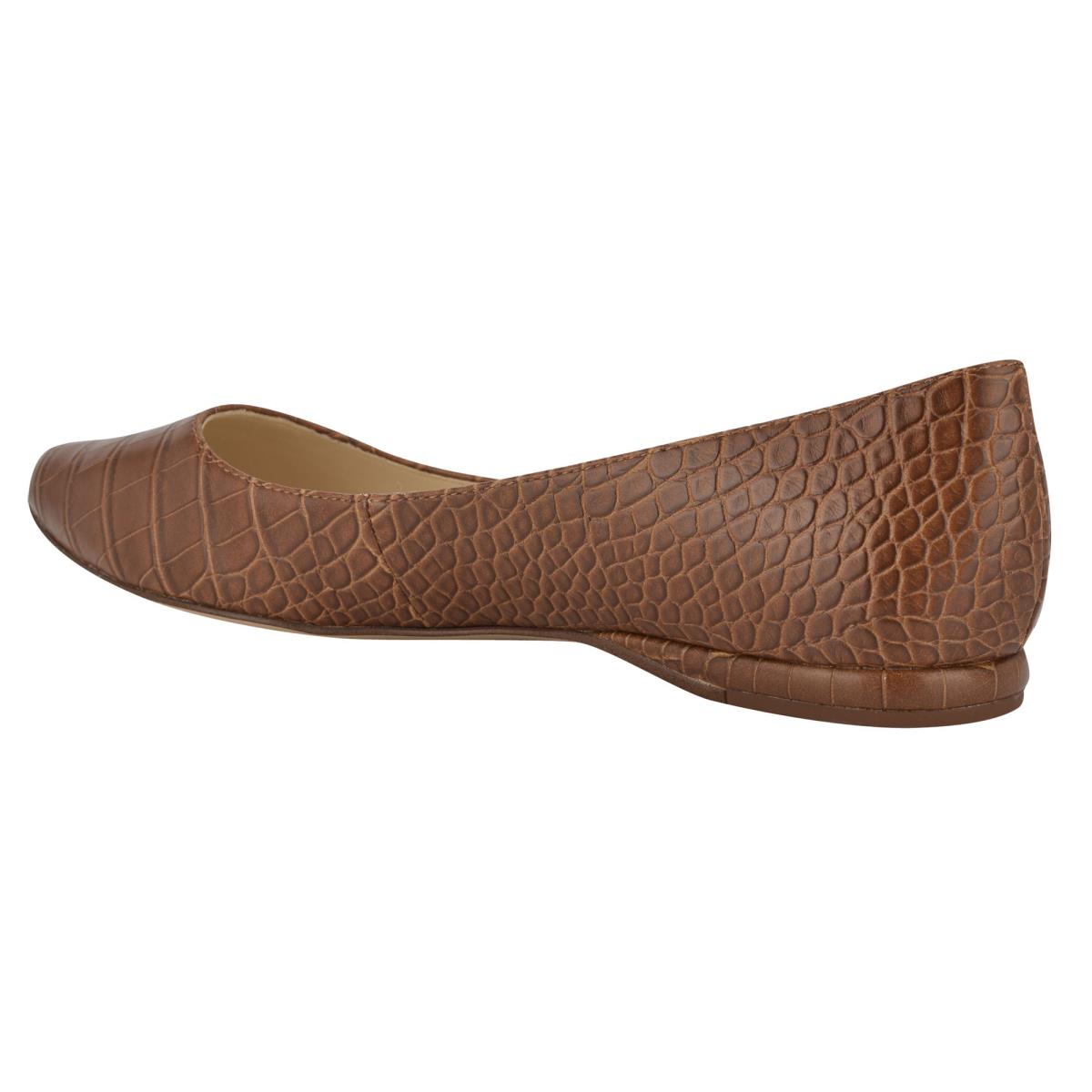 Nine West Speakup Almond Toe Ballet Flats Brown / Snake | ZYWT71238