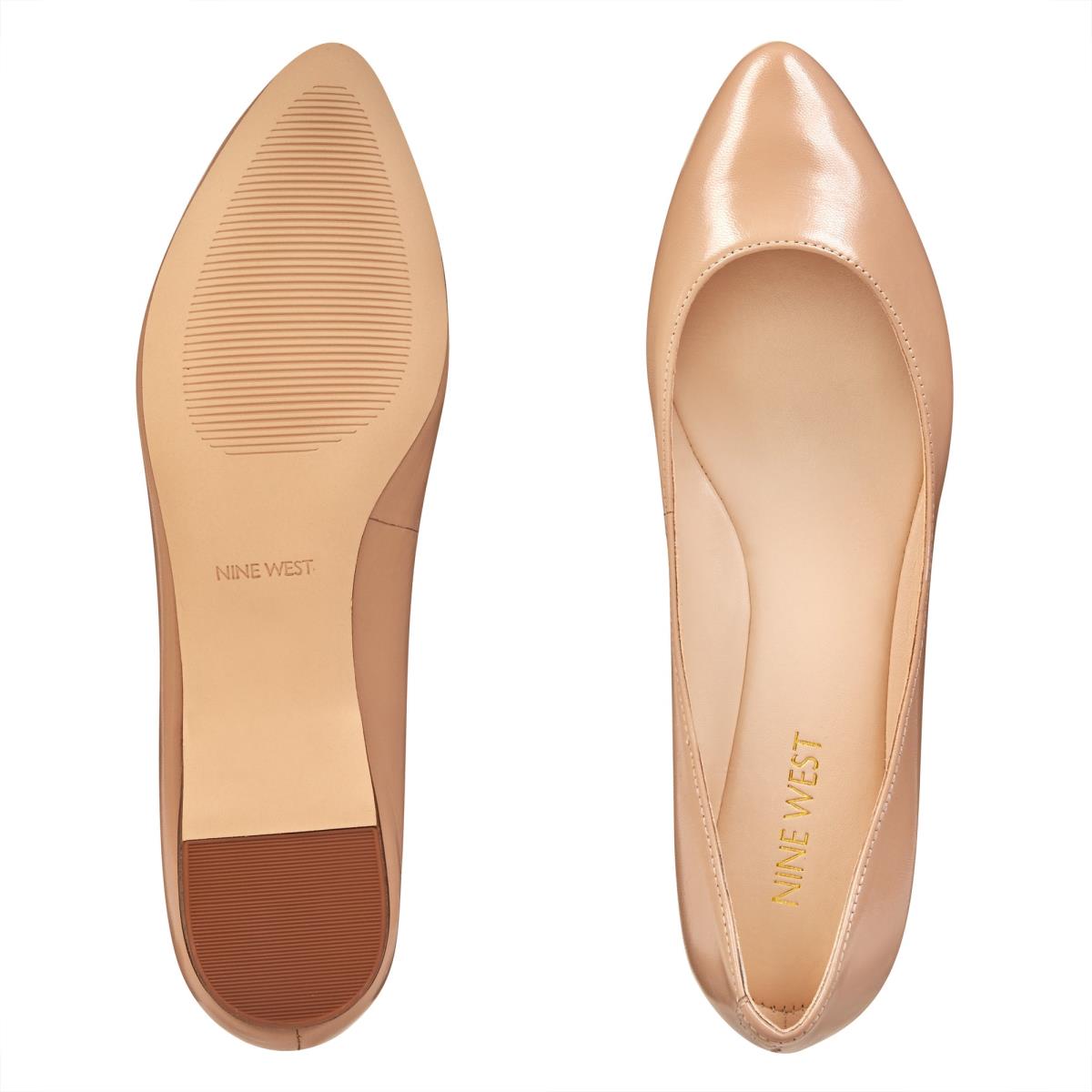 Nine West Speakup Almond Toe Flats Beige | VOAM93580