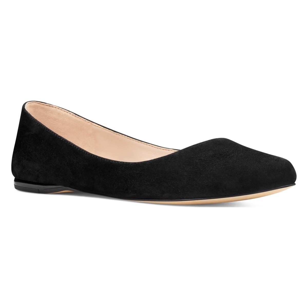 Nine West Speakup Almond Toe Flats Black | UMSP72504