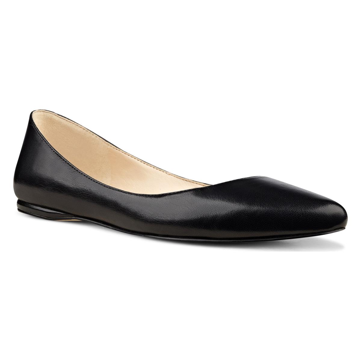 Nine West Speakup Almond Toe Flats Black | WEQK46908