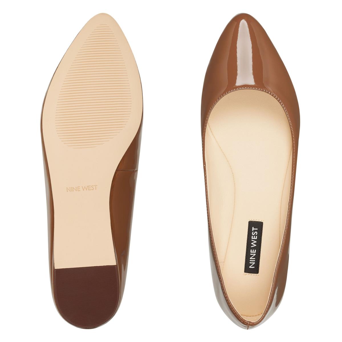 Nine West Speakup Almond Toe Flats Dark Beige | XYOF61094