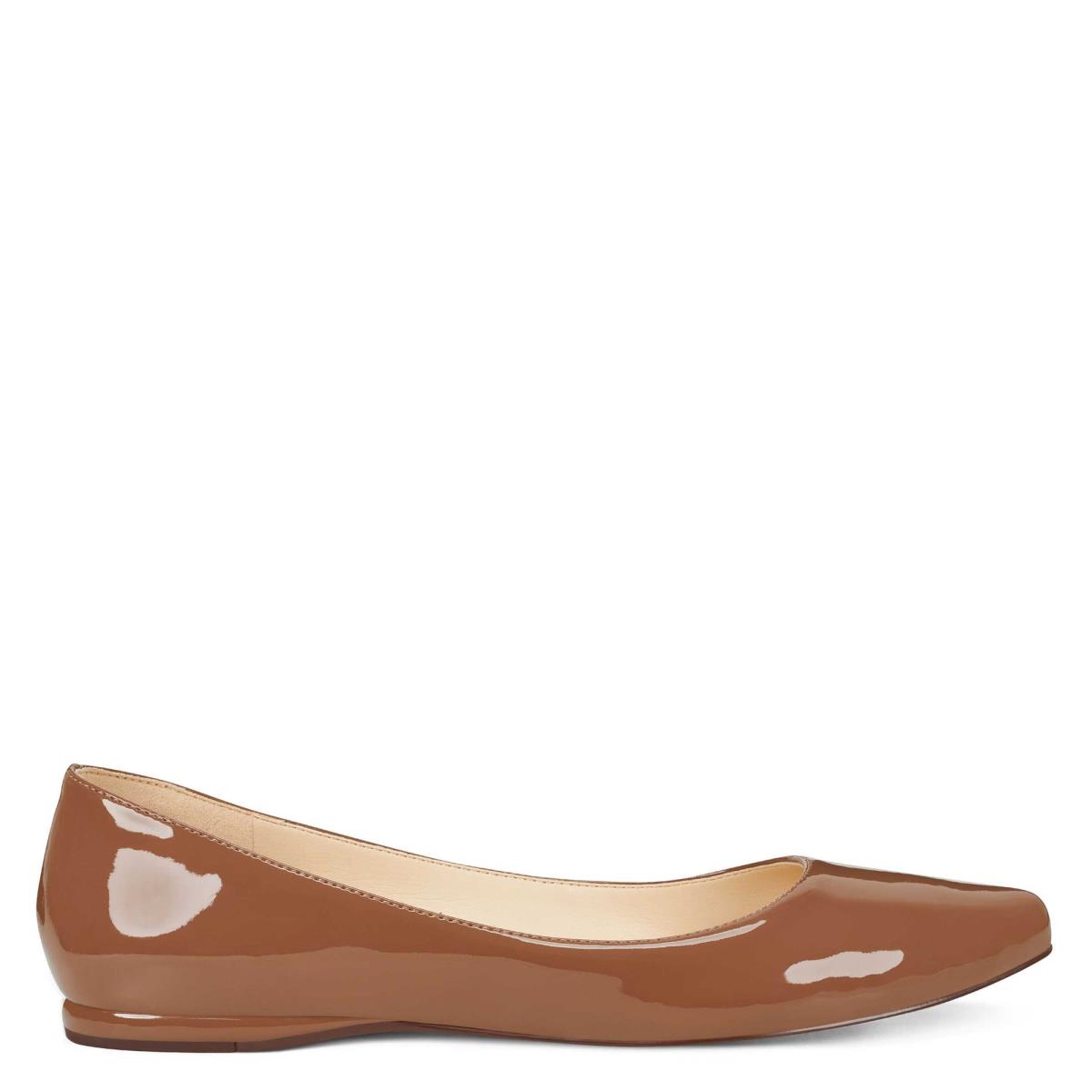 Nine West Speakup Almond Toe Flats Dark Beige | XYOF61094