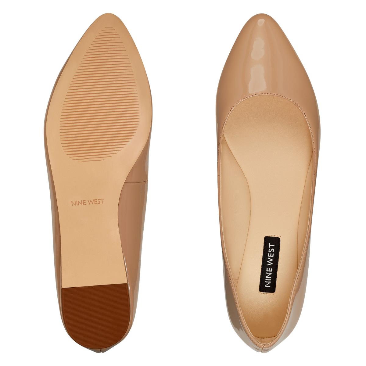 Nine West Speakup Almond Toe Flats Grey / Brown | SYVJ76381