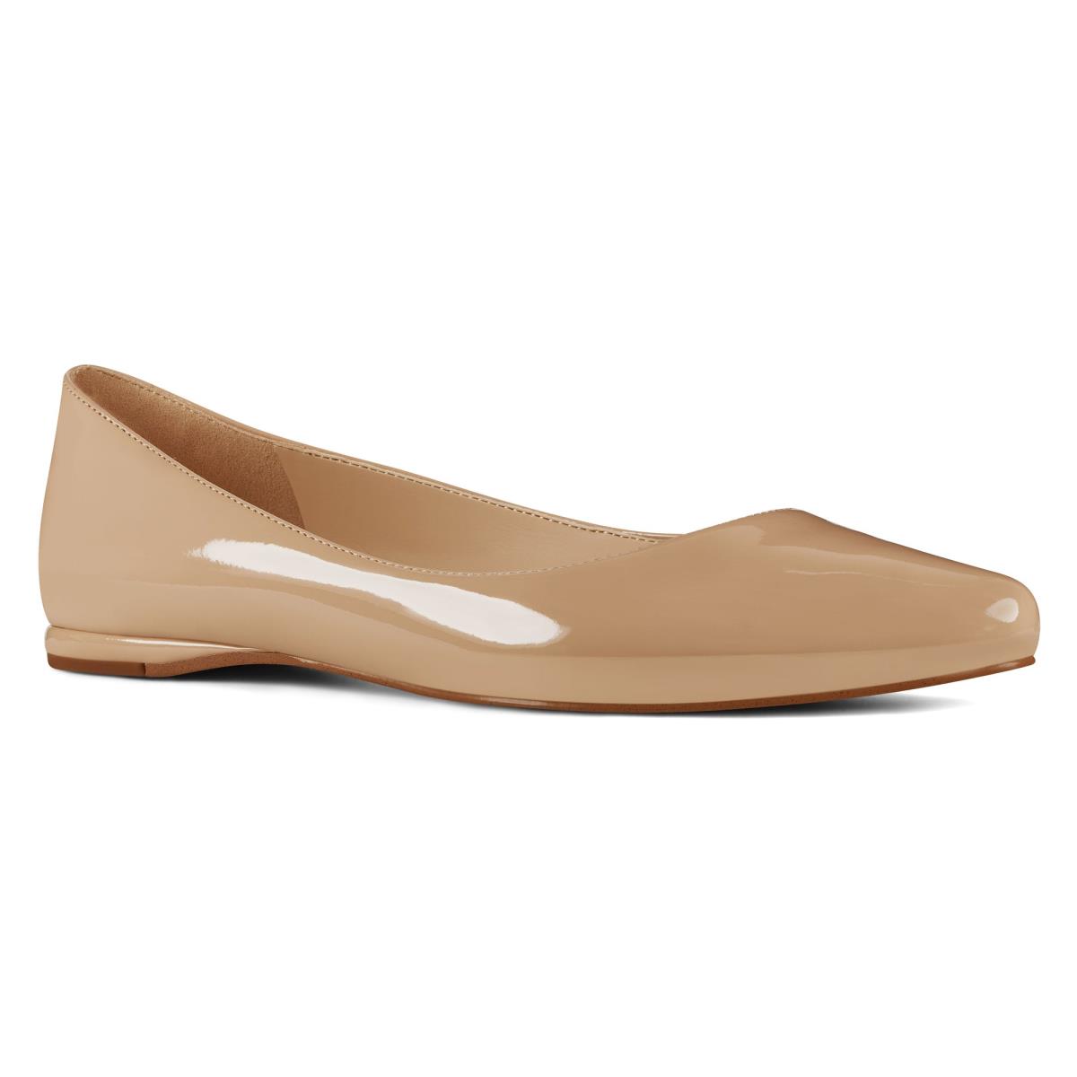 Nine West Speakup Almond Toe Flats Light Beige | GTLY67891