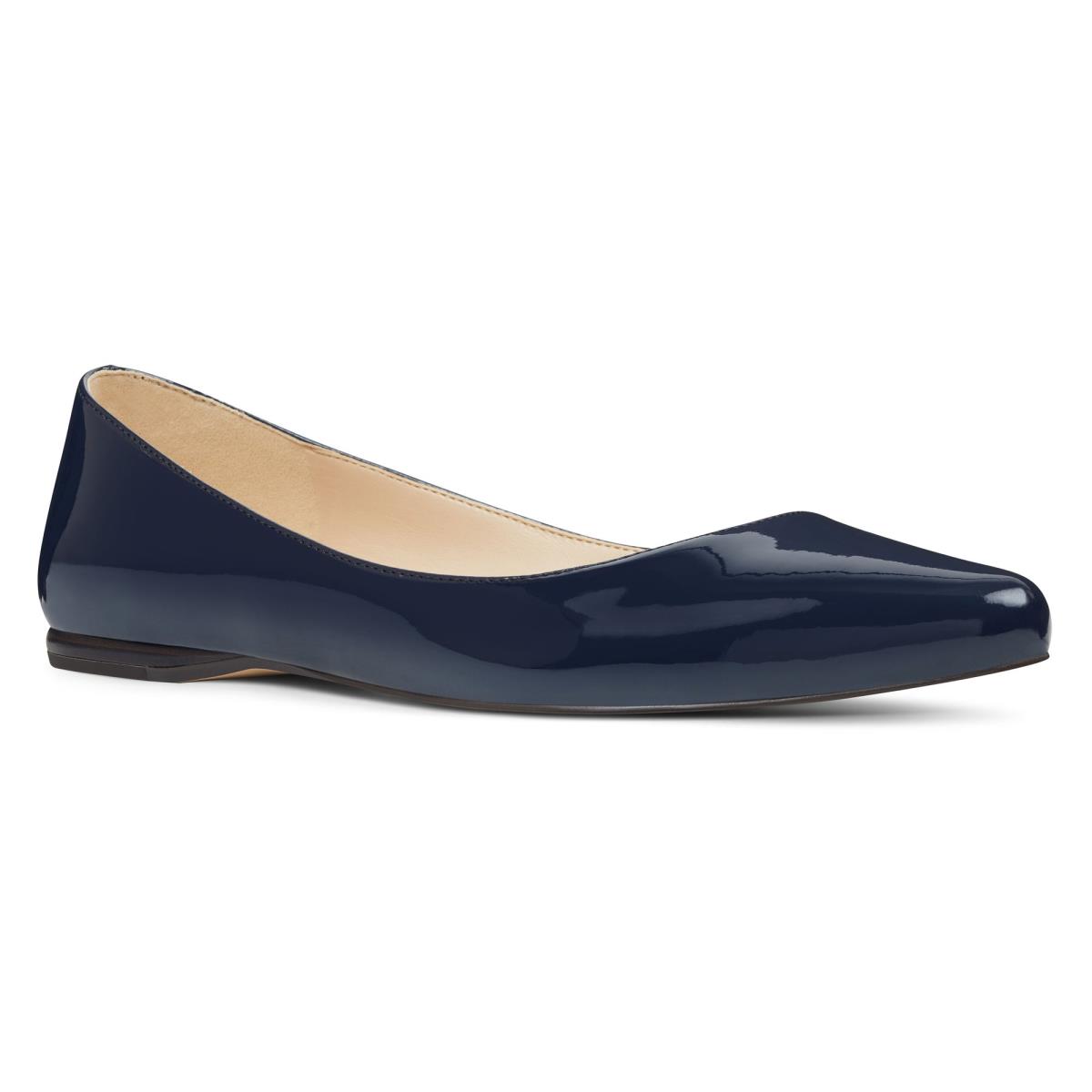 Nine West Speakup Almond Toe Flats Navy | PRYN07253