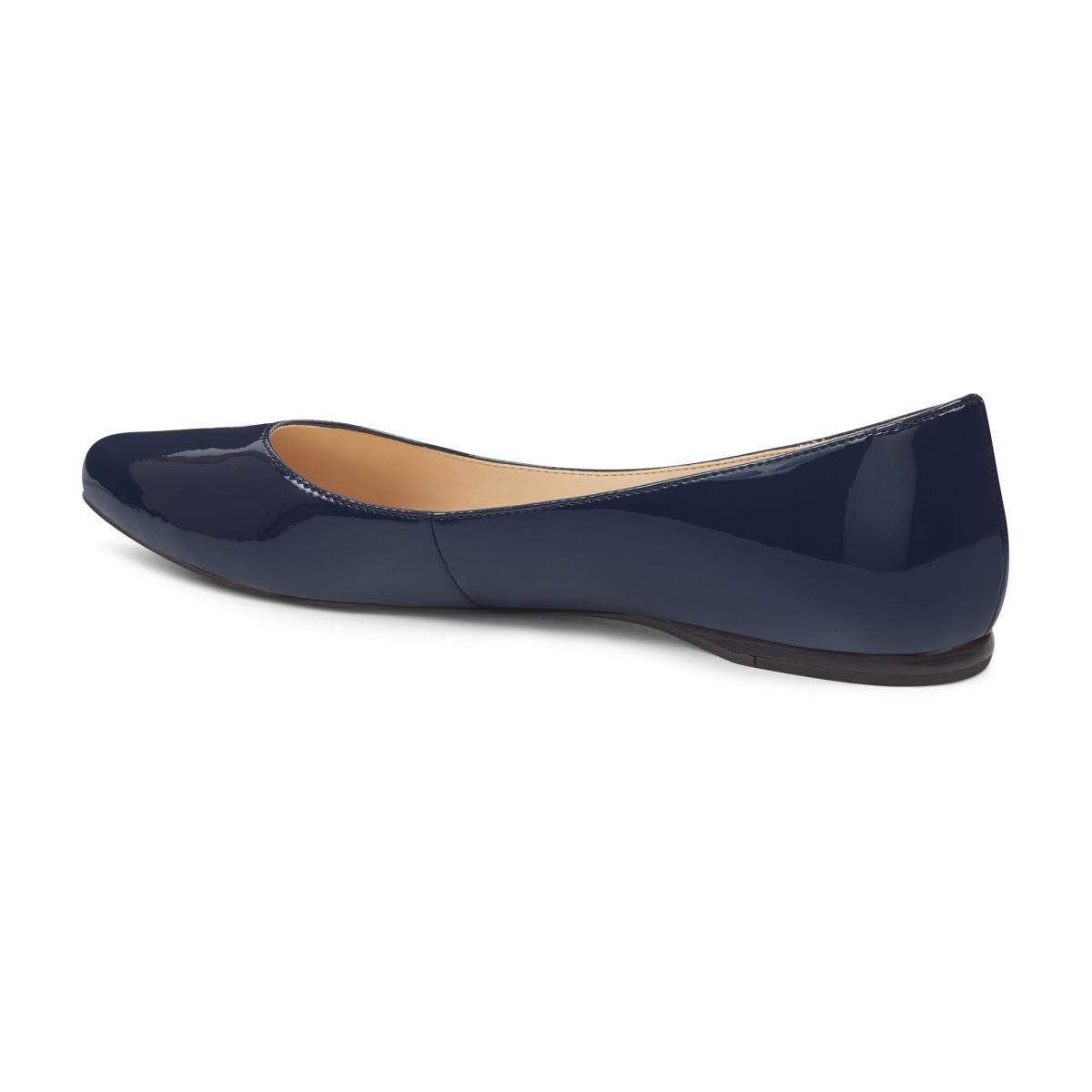 Nine West Speakup Almond Toe Flats Navy | PRYN07253