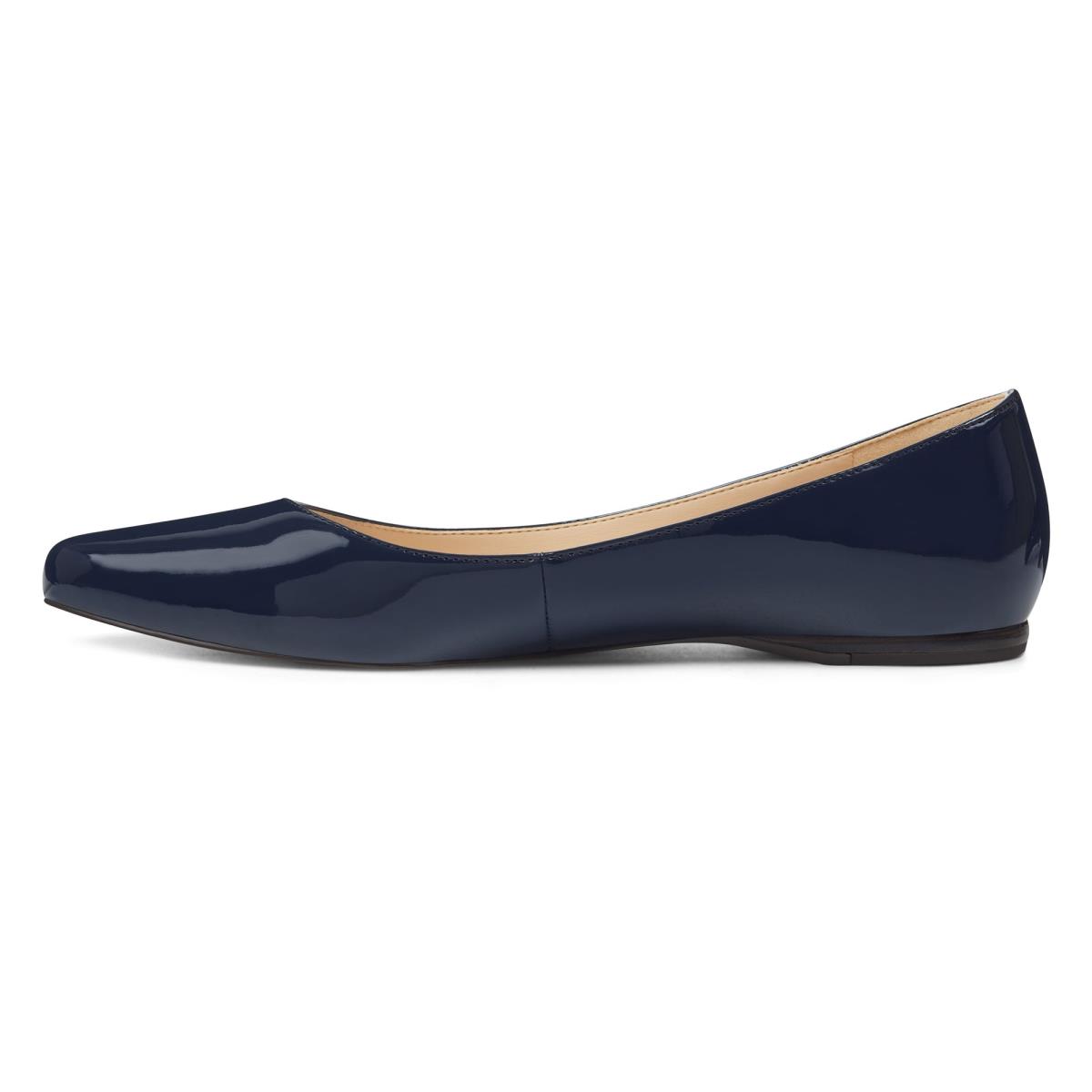 Nine West Speakup Almond Toe Flats Navy | PRYN07253