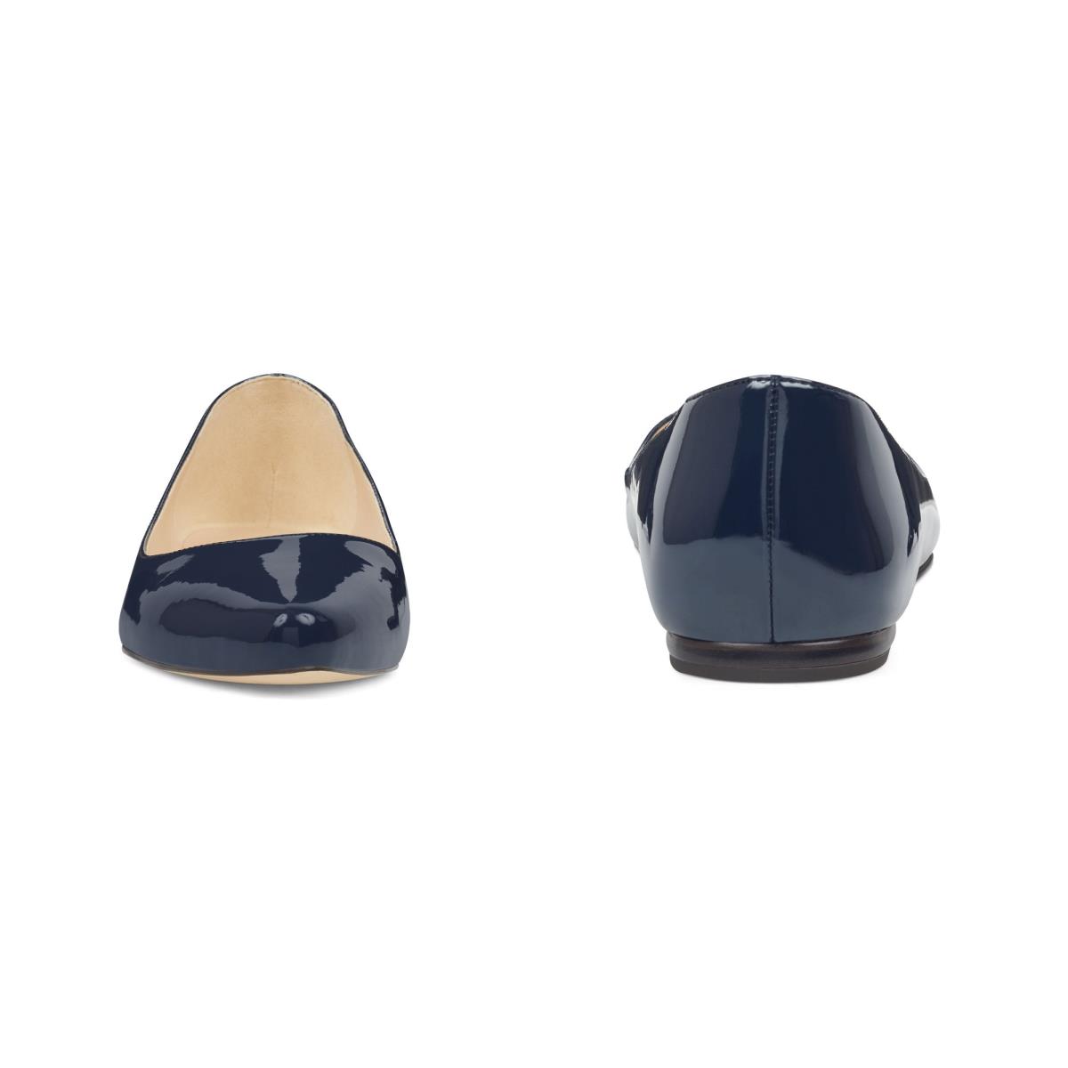 Nine West Speakup Almond Toe Flats Navy | PRYN07253