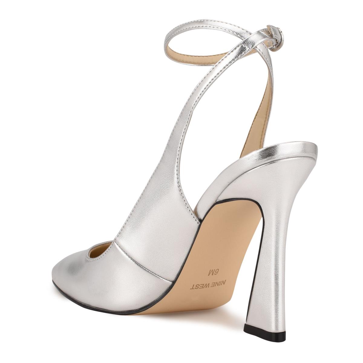 Nine West Tabita Ankle Strap Dress Pumps Silver | EFWX23680