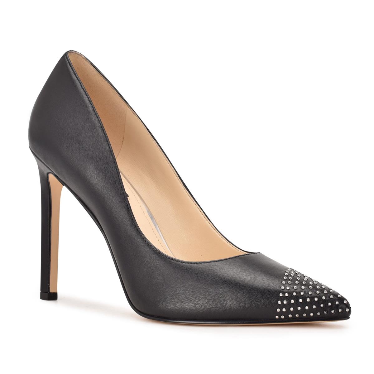 Nine West Tadaa Studded Pointy Toe Pumps Black | BCFW53490