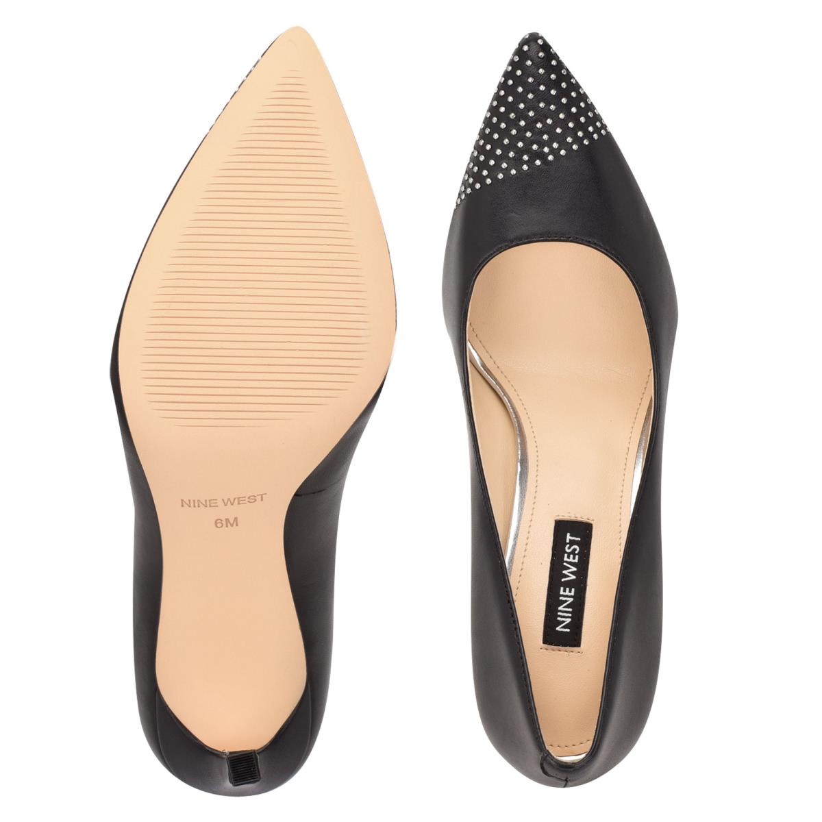 Nine West Tadaa Studded Pointy Toe Pumps Black | BCFW53490