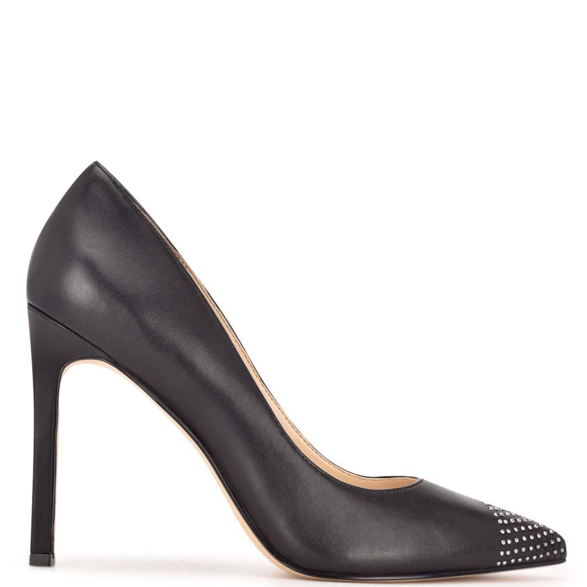 Nine West Tadaa Studded Pointy Toe Pumps Black | BCFW53490