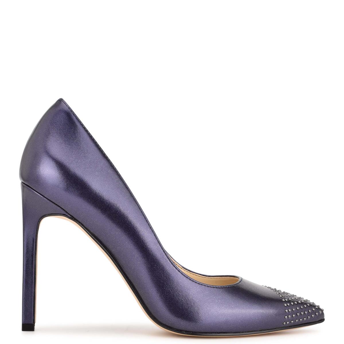 Nine West Tadaa Studded Pointy Toe Pumps Navy | YEZI19645