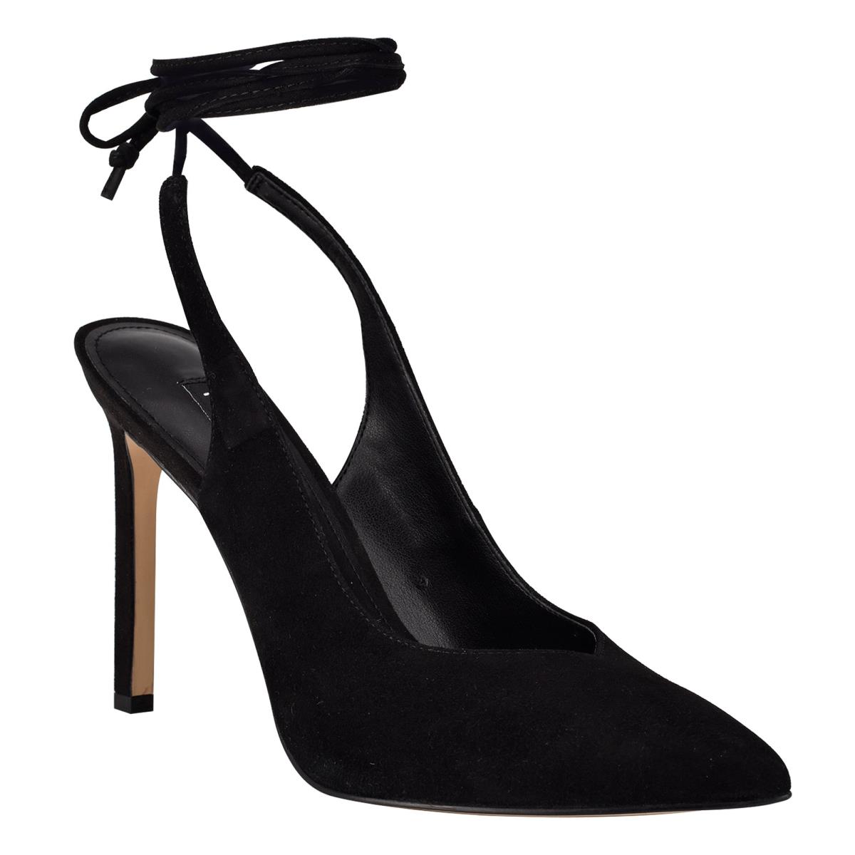 Nine West Talon Ankle Wrap Dress Pumps Black | VXYH95736