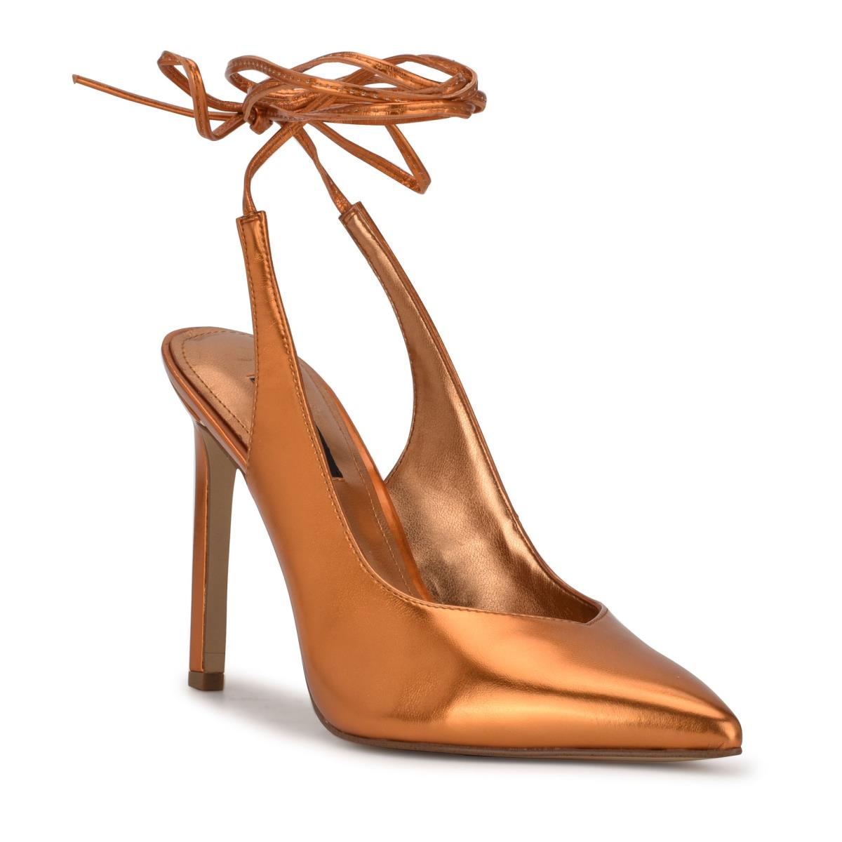 Nine West Talon Ankle Wrap Dress Pumps Orange | IAPK70891