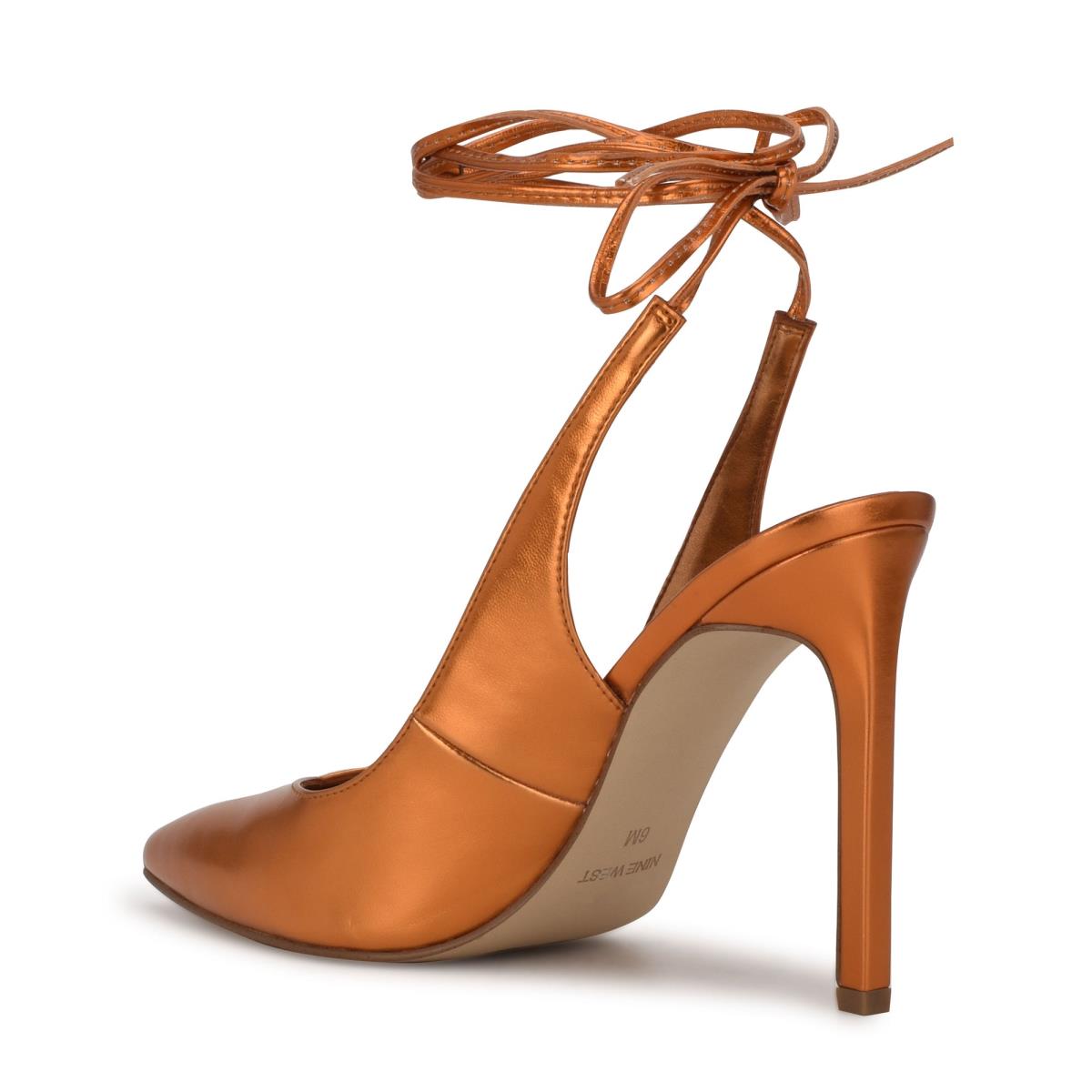 Nine West Talon Ankle Wrap Dress Pumps Orange | IAPK70891