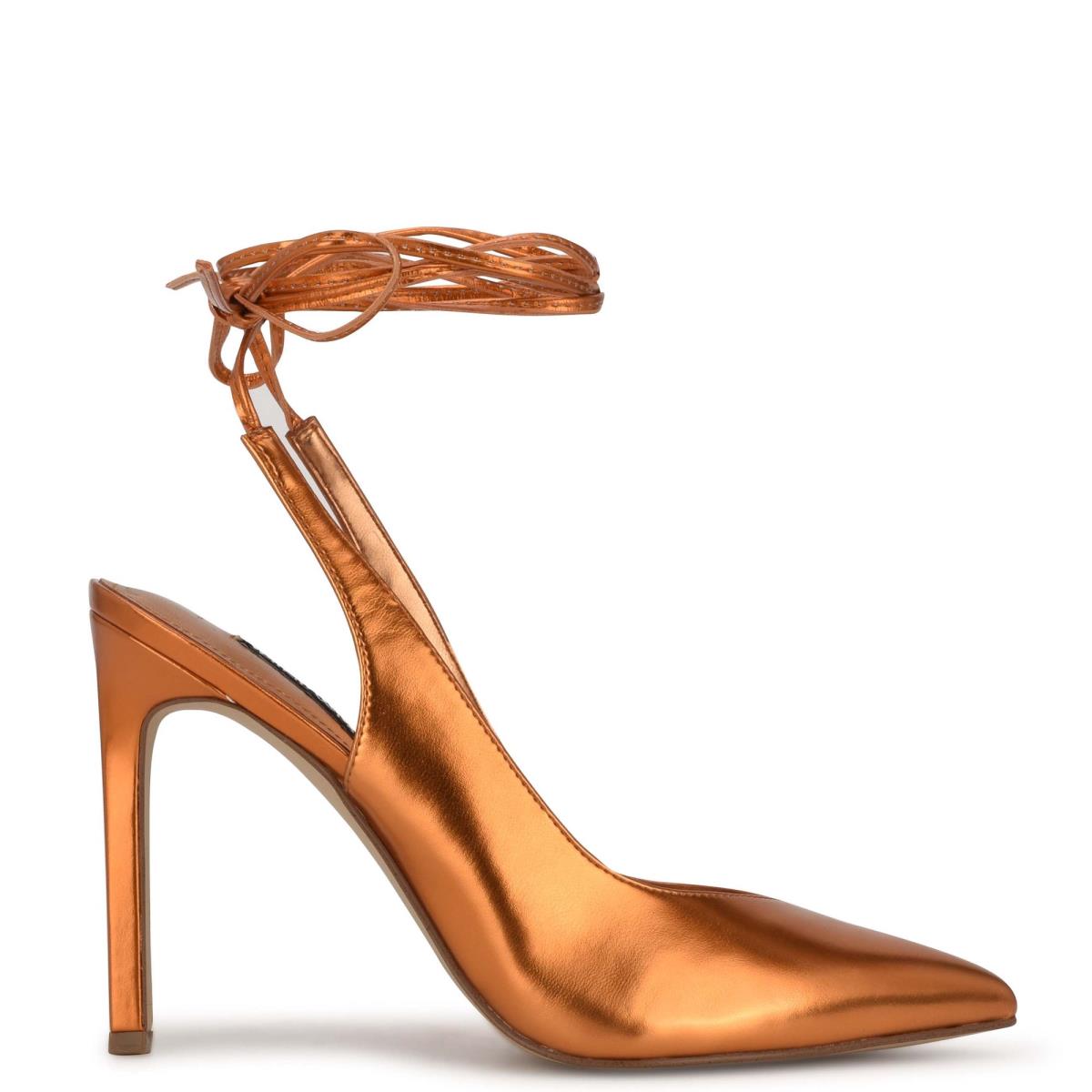 Nine West Talon Ankle Wrap Dress Pumps Orange | IAPK70891