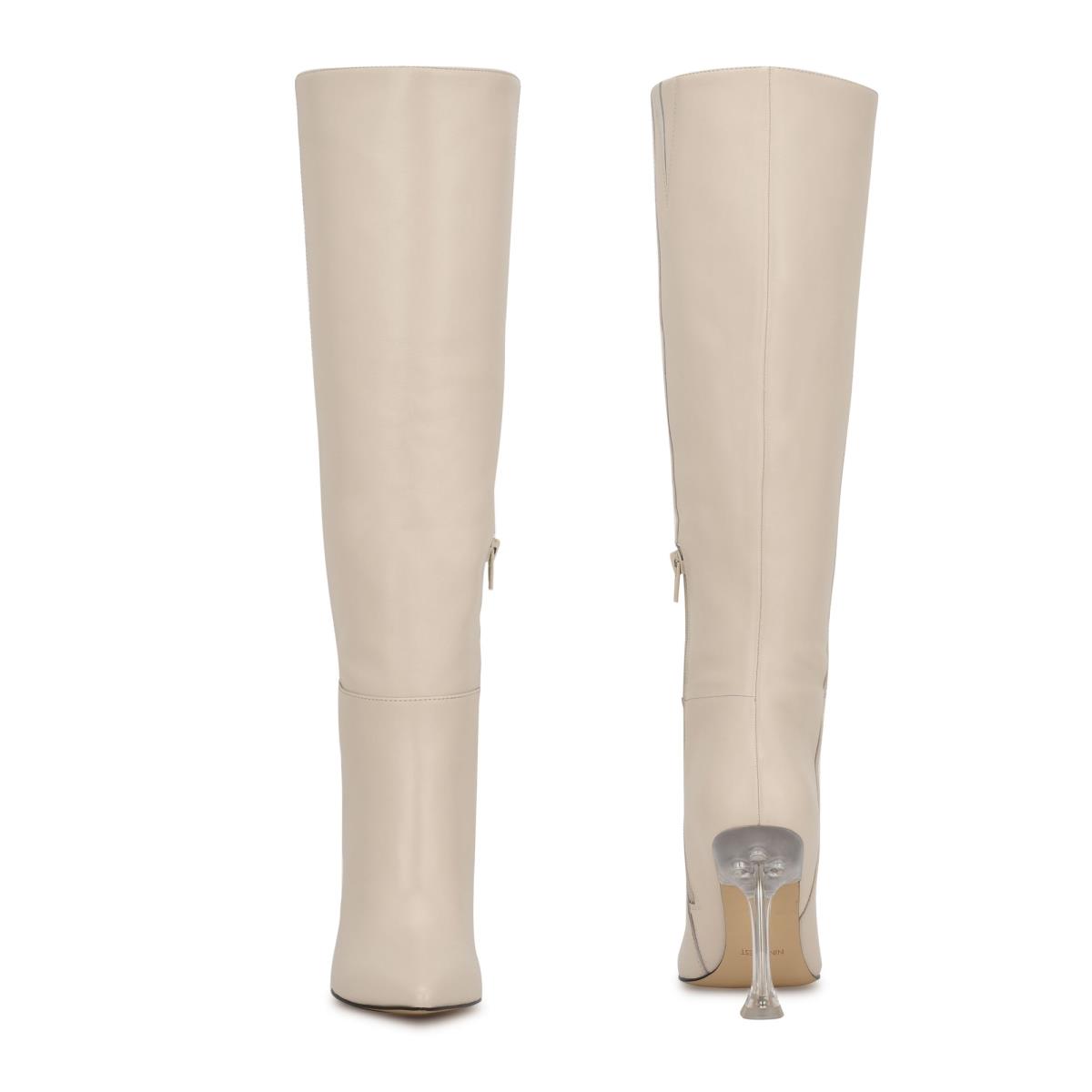 Nine West Talya Dress Boots Cream | HJKZ35102