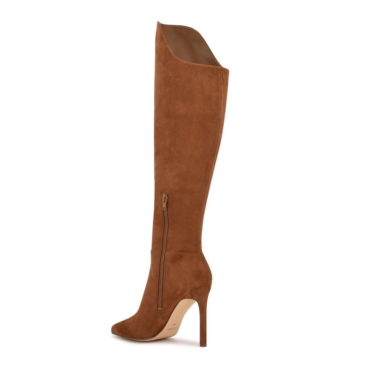 Nine West Teleena Wide Calf Heeled Boots Brown | ORTK06792