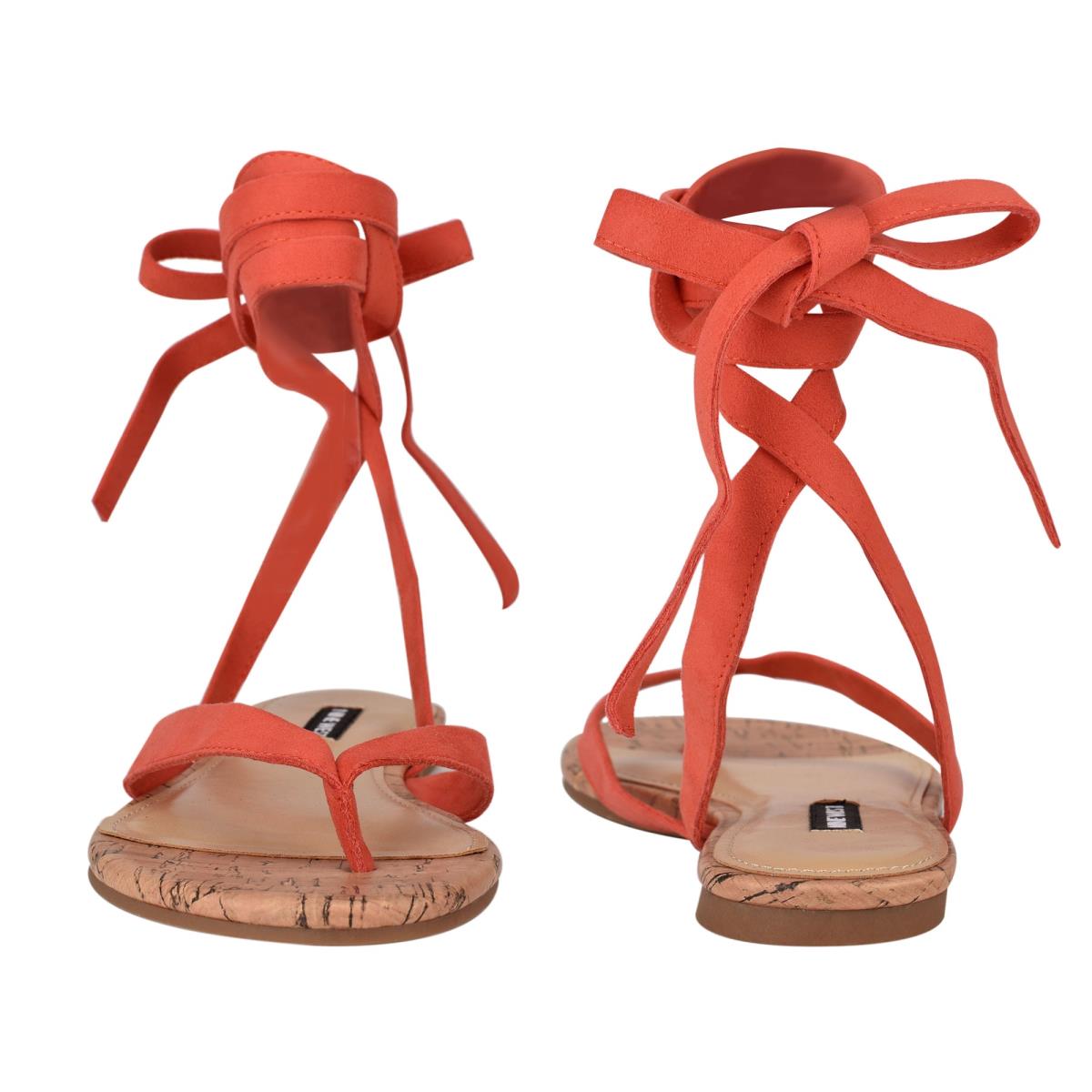 Nine West Tiedup Ankle Wrap Flat Sandals Red | BVKC92731