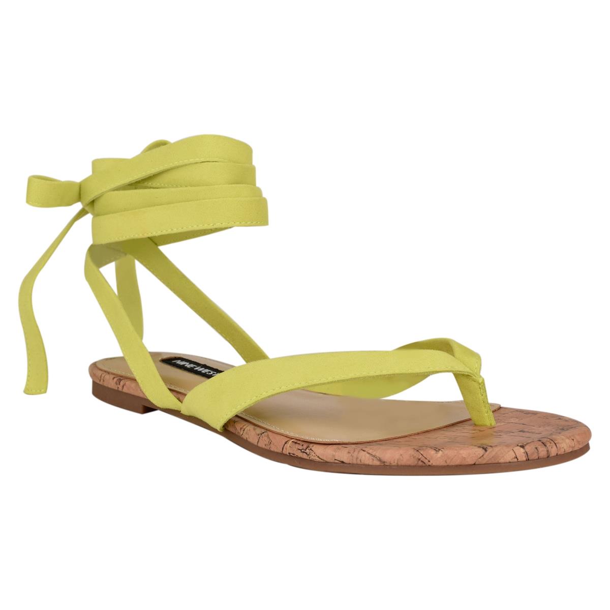 Nine West Tiedup Ankle Wrap Flat Sandals Light Green | HKCN52603