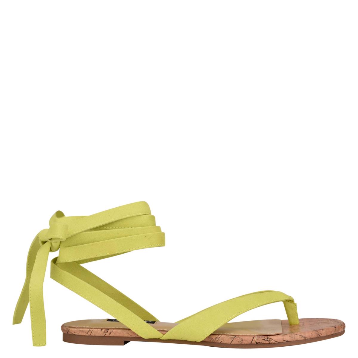 Nine West Tiedup Ankle Wrap Flat Sandals Light Green | HKCN52603