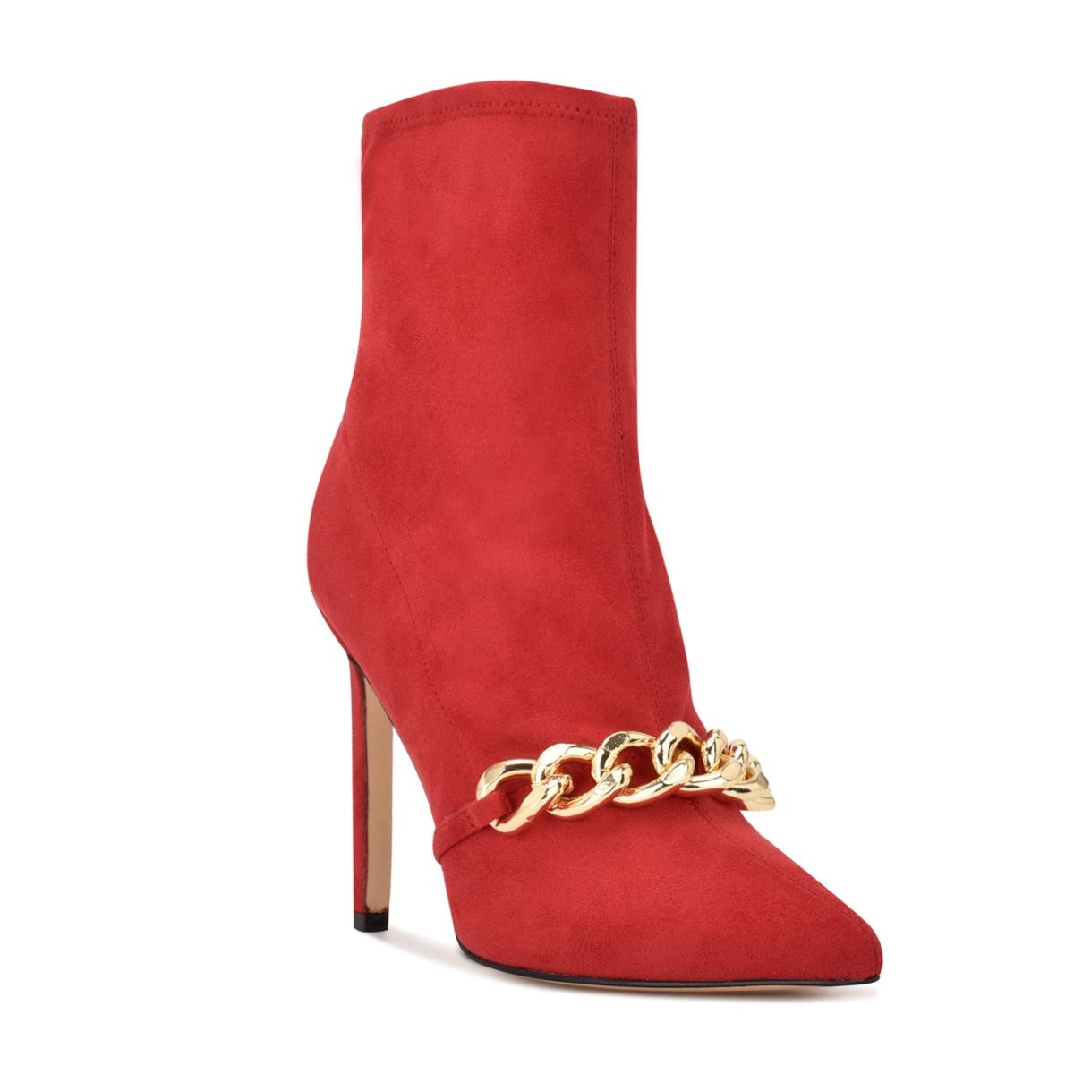 Nine West Timbaa Dress Bootie Booties Red | IBRP87104