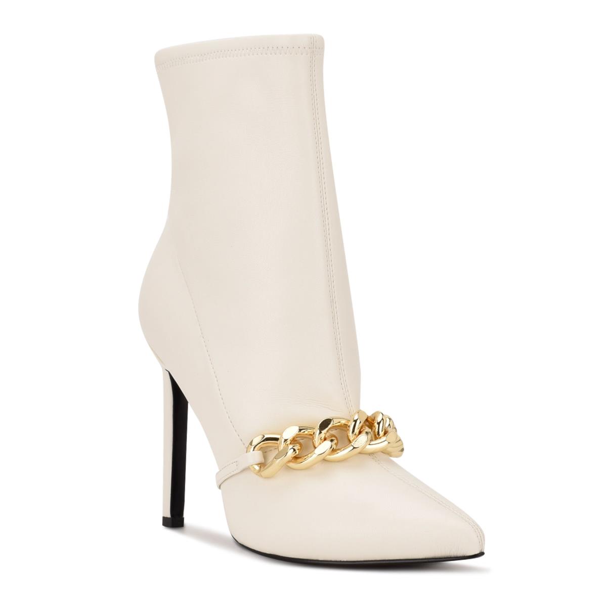 Nine West Timbaa Dress Bootie Booties White | WXOY39647