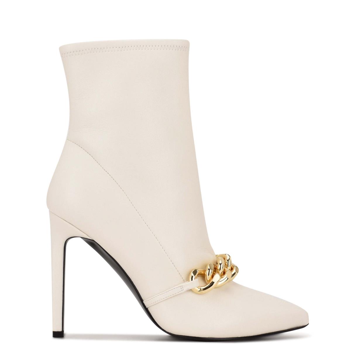 Nine West Timbaa Dress Bootie Booties White | WXOY39647