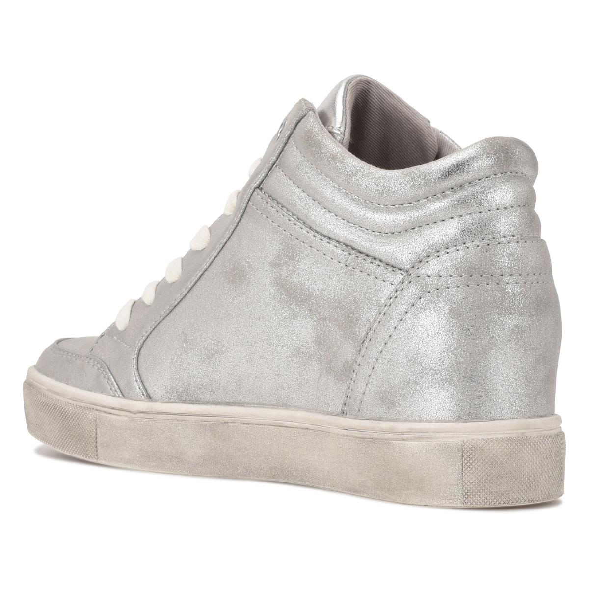 Nine West Tons High Top Hidden Wedge Sneakers Sneakers Silver | BKNI84710