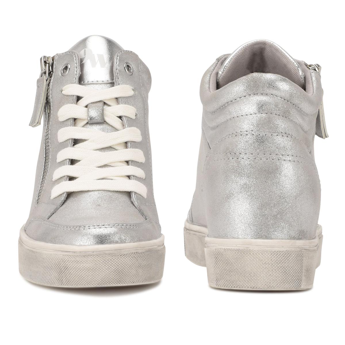 Nine West Tons High Top Hidden Wedge Sneakers Sneakers Silver | BKNI84710