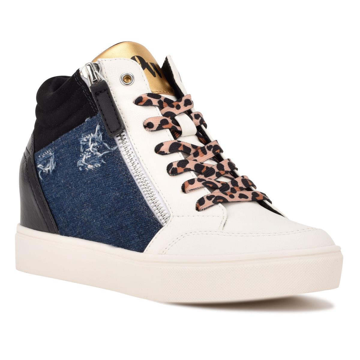 Nine West Tons High Top Hidden Wedge Sneakers Sneakers Black / Blue | HNLM72104