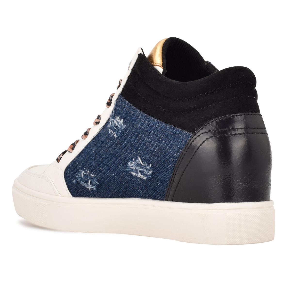 Nine West Tons High Top Hidden Wedge Sneakers Sneakers Black / Blue | HNLM72104