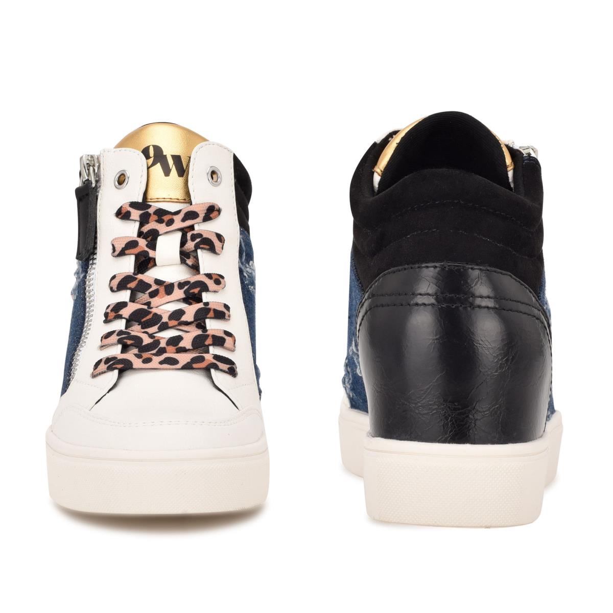 Nine West Tons High Top Hidden Wedge Sneakers Sneakers Black / Blue | HNLM72104