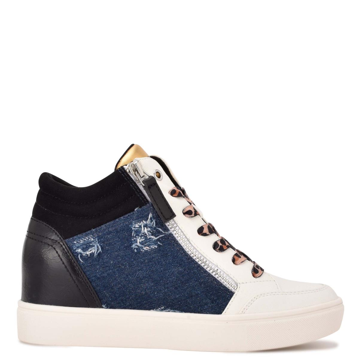 Nine West Tons High Top Hidden Wedge Sneakers Sneakers Black / Blue | HNLM72104