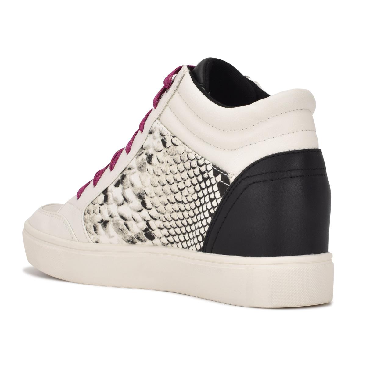 Nine West Tons High Top Hidden Wedge Sneakers Sneakers White / Snake | TRKZ85764