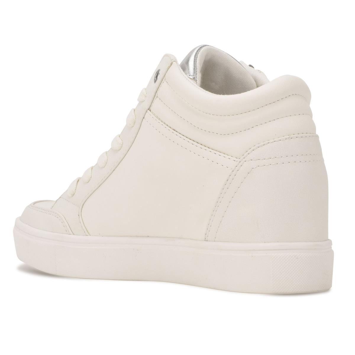 Nine West Tons High Top Hidden Wedge Sneakers Sneakers White / Silver | URWE42307